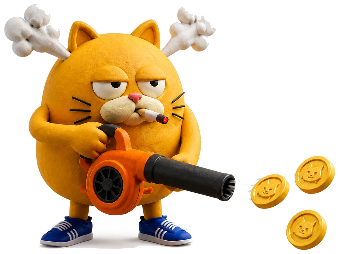 Gus, a clay cat, mid blast